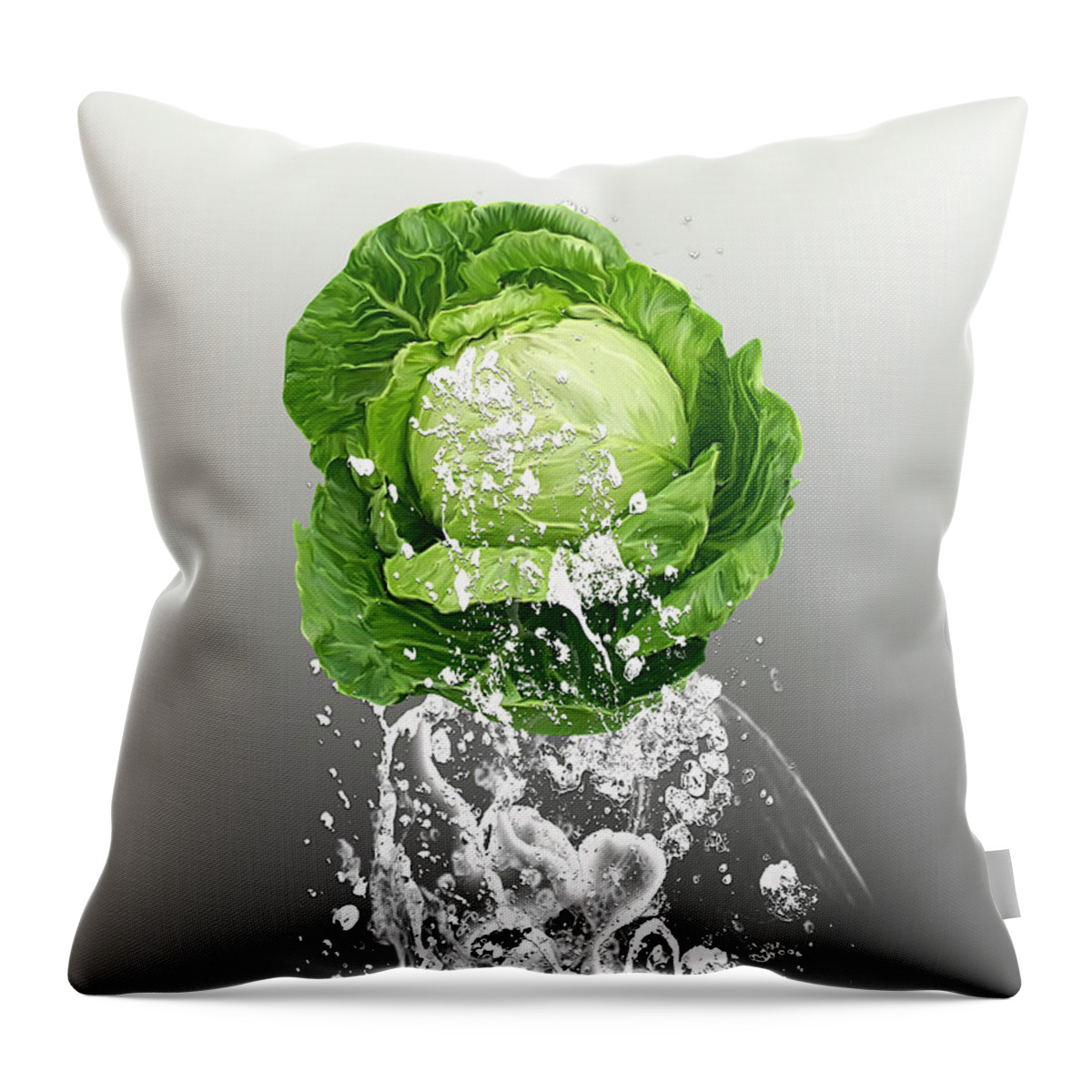 Cabbage Art Mixed Media Throw Pillow featuring the mixed media Cabbage Splash #4 by Marvin Blaine