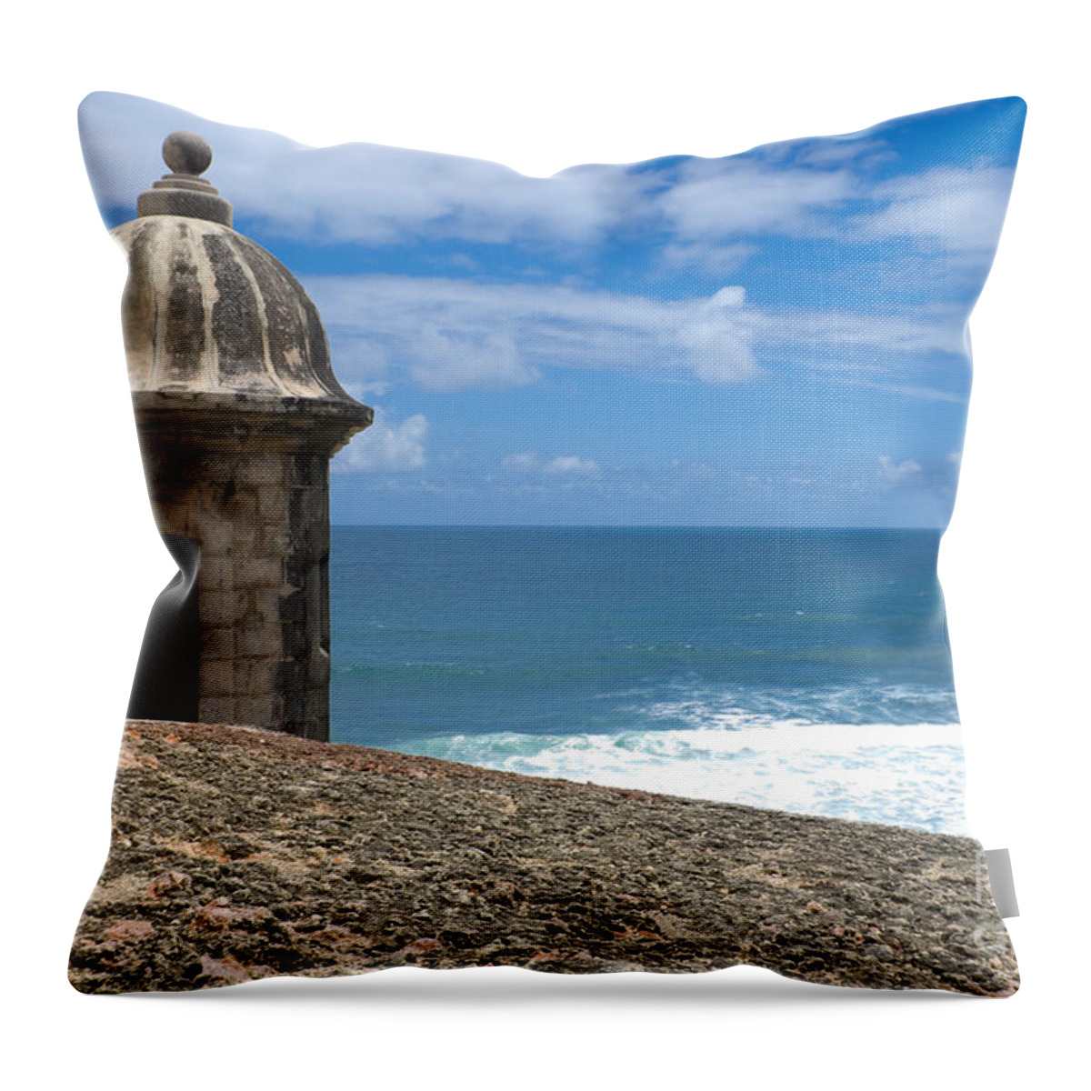 Guerite Throw Pillow featuring the photograph Castillo San Felipe del Morro in San Juan - Puerto Rico #4 by Anthony Totah