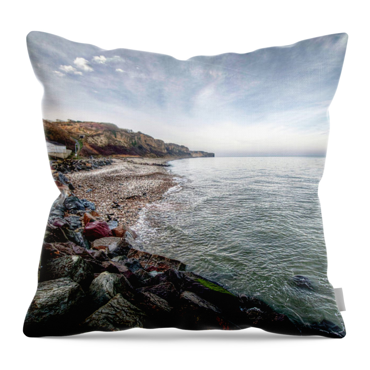 D Day Beaches Normandy France Throw Pillow featuring the photograph D Day Beaches Normandy France #4 by Paul James Bannerman