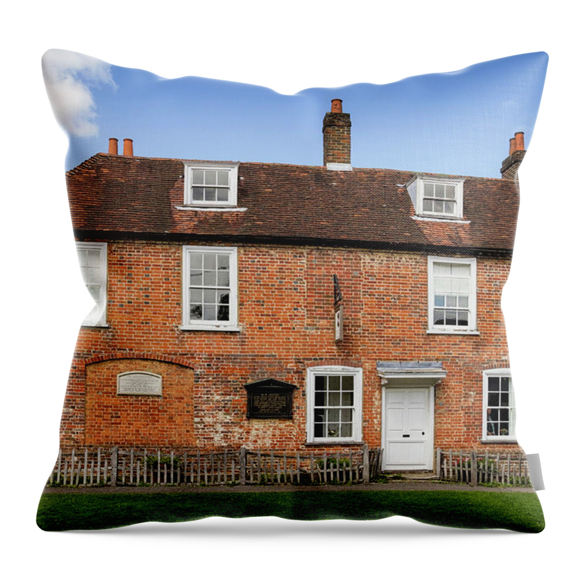 Author Throw Pillow featuring the photograph Jane Austens House museum #4 by Shirley Mitchell