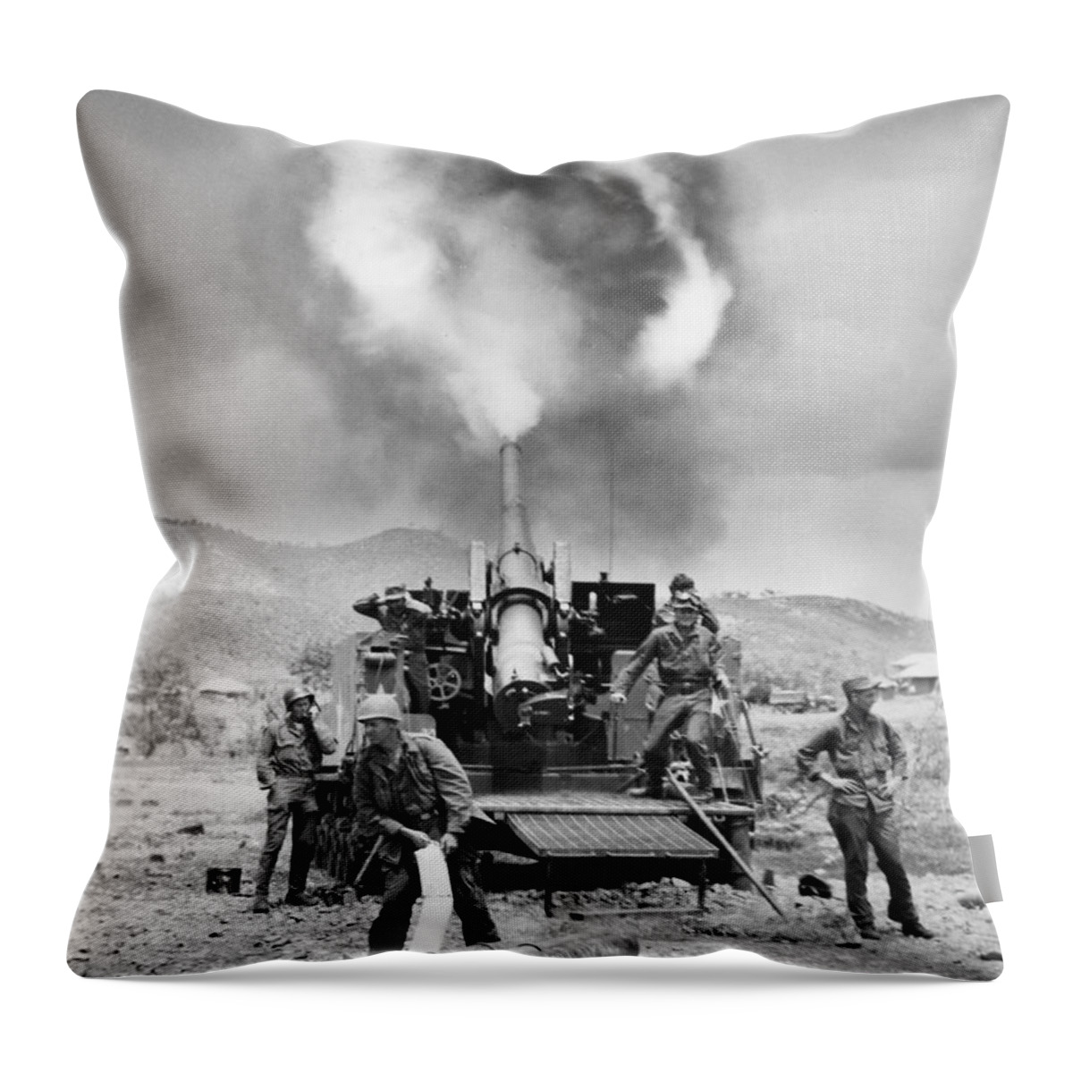 1951 Throw Pillow featuring the photograph Korean War: Artillery #4 by Granger