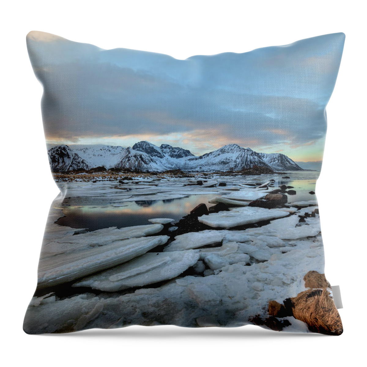 Bøstad Throw Pillow featuring the photograph Leknes, Lofoten - Norway #4 by Joana Kruse