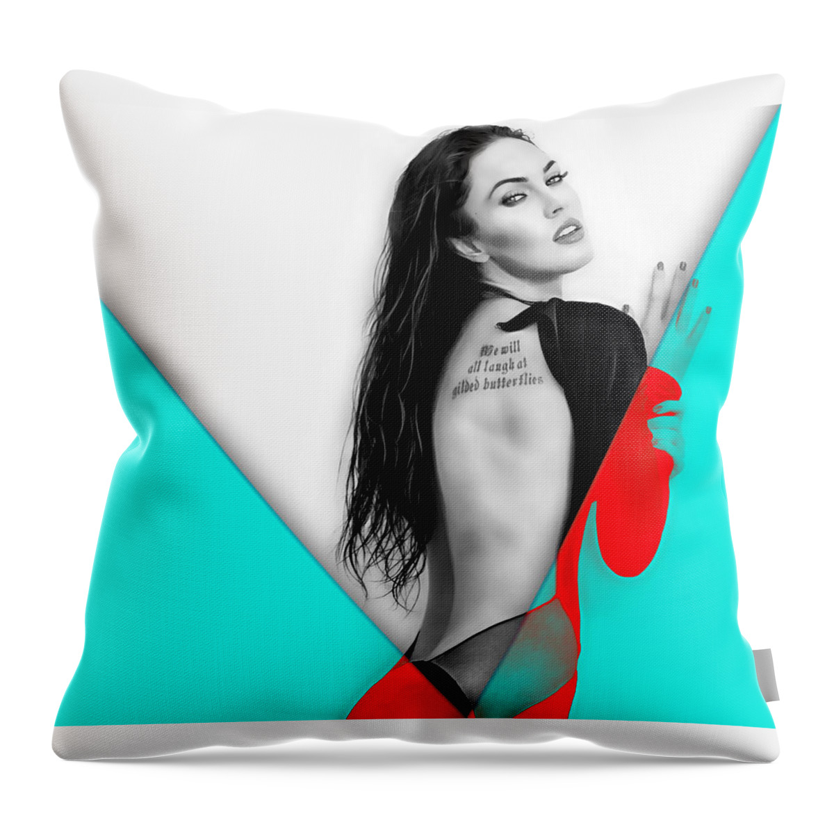 Megan Fox Throw Pillow featuring the mixed media Megan Fox Collection #4 by Marvin Blaine