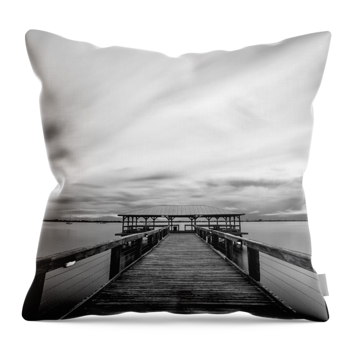 Melbourne Beach Pier Throw Pillow featuring the photograph Melbourne Beach Pier Sunset #4 by Stefan Mazzola