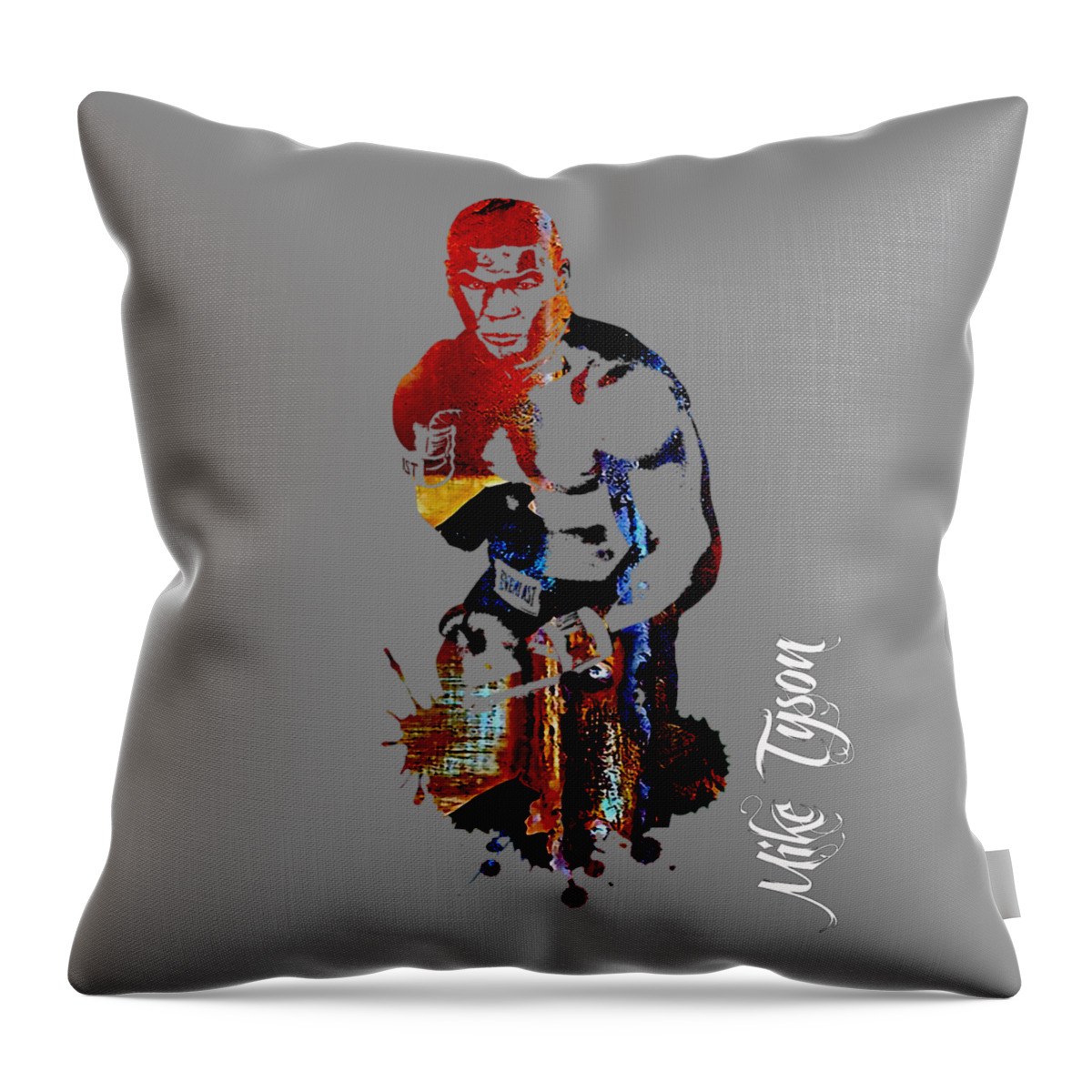 Mike Tyson Throw Pillow featuring the mixed media Mike Tyson Collection #4 by Marvin Blaine