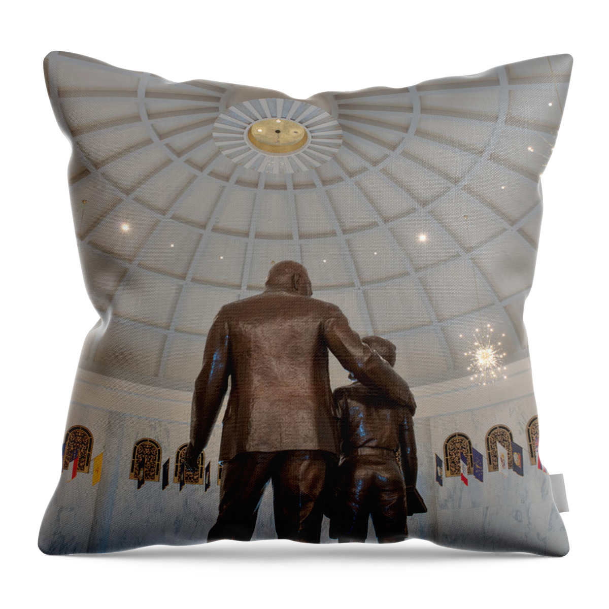 Campus Throw Pillow featuring the photograph Milton Hershey and the boy #4 by Mark Dodd