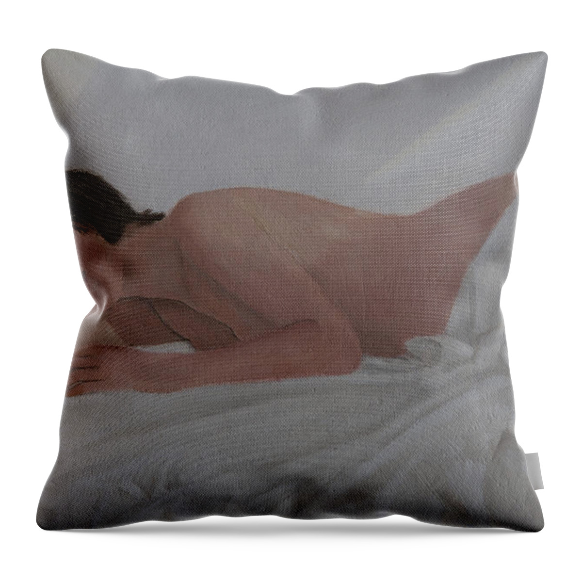 Nude Throw Pillow featuring the painting Morning #4 by Masami Iida