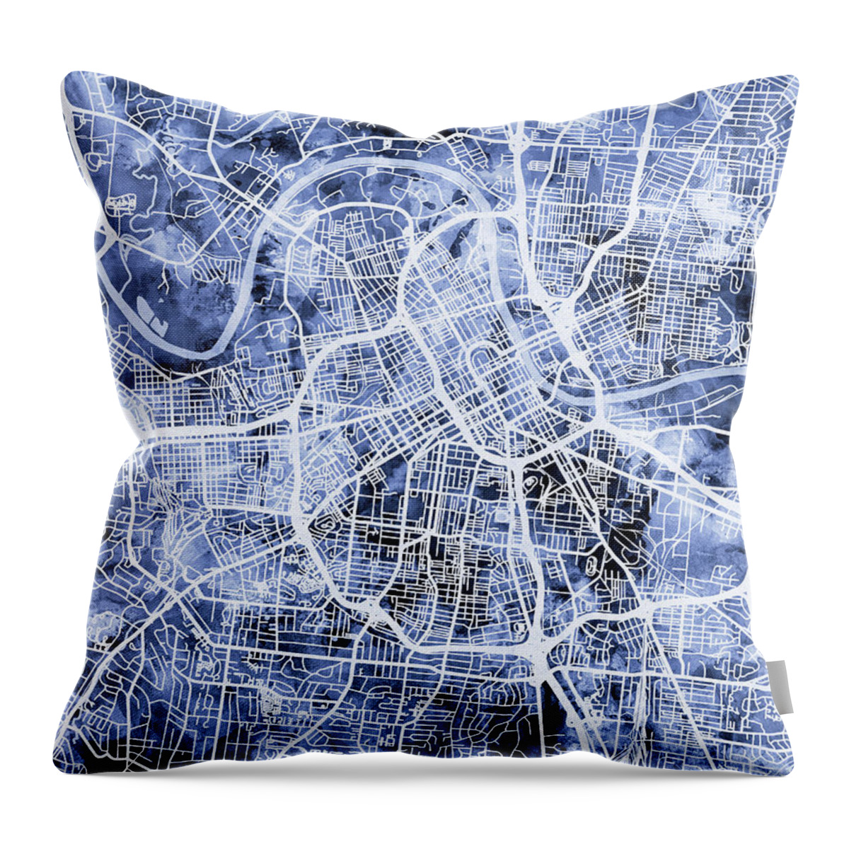 Nashville Throw Pillow featuring the digital art Nashville Tennessee City Map #4 by Michael Tompsett