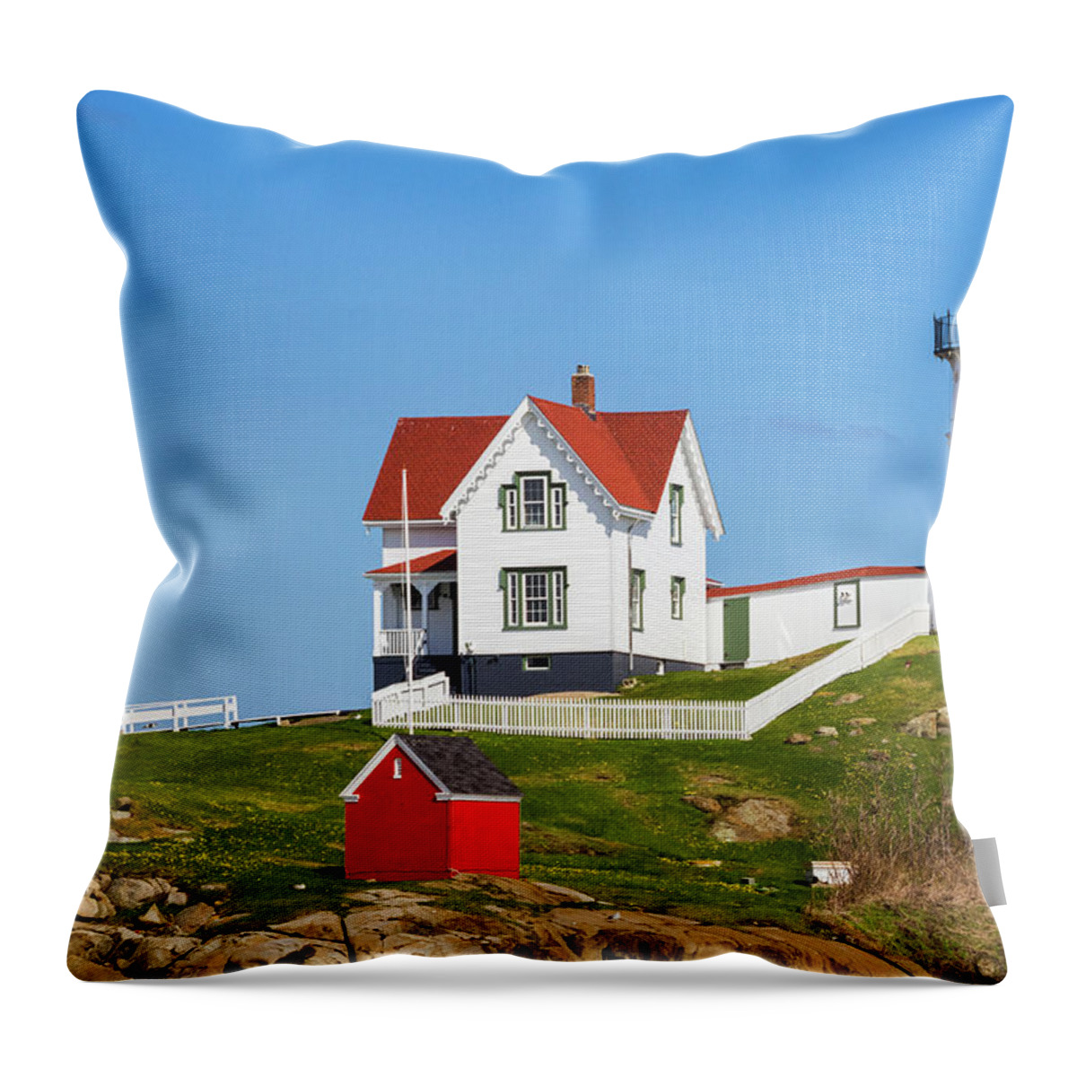 Cape Neddick Throw Pillow featuring the photograph Nubble Light #4 by Robert Clifford