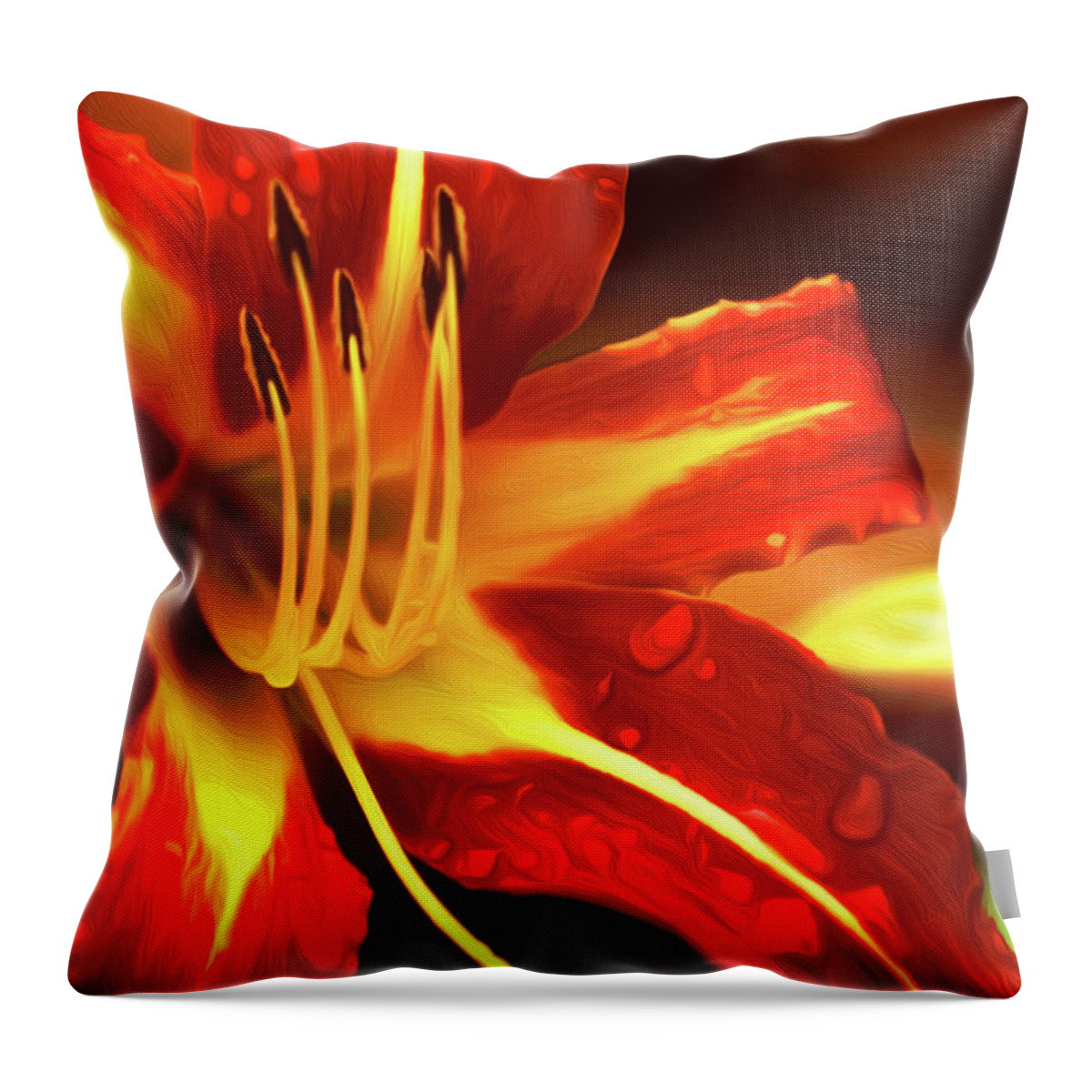 Orange Throw Pillow featuring the painting Orange Flower #4 by Prince Andre Faubert