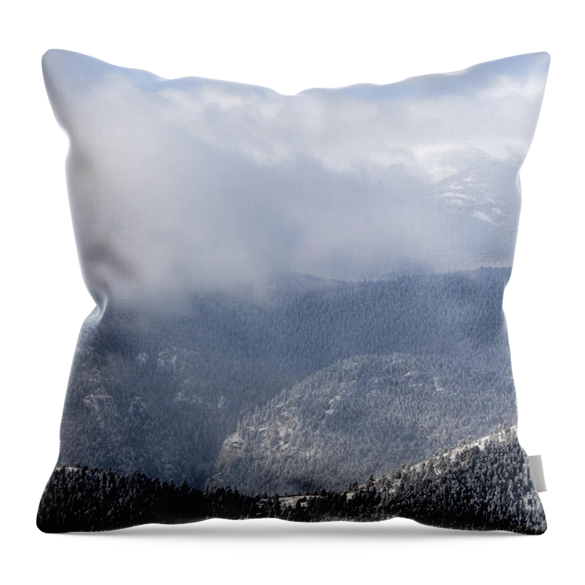 Pike's Peak Throw Pillow featuring the photograph Pikes Peak in Snow #4 by Steven Krull