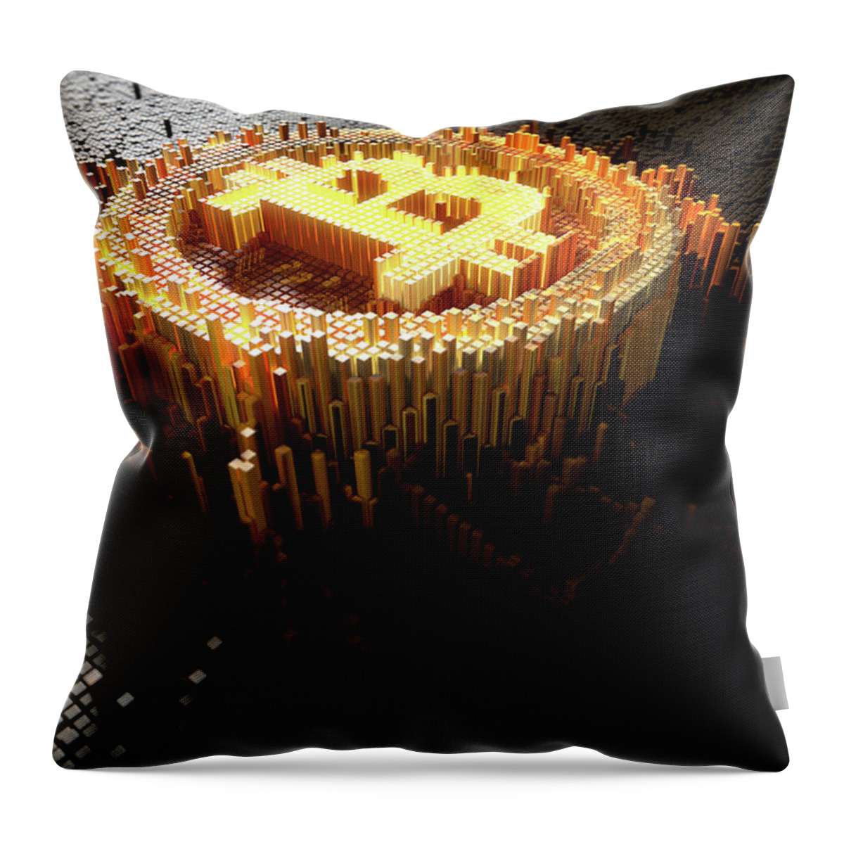 Bitcoin Throw Pillow featuring the digital art Pixel Bitcoin Concept #4 by Allan Swart