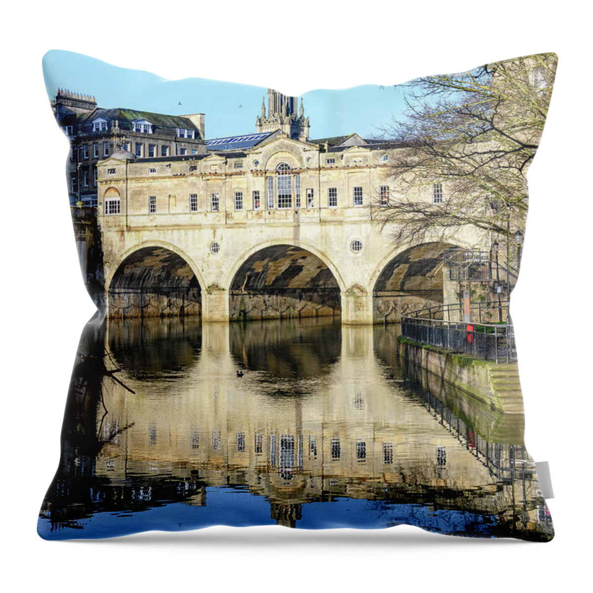 Pulteney Bridge Throw Pillow featuring the photograph Pulteney Bridge, Bath #4 by Colin Rayner