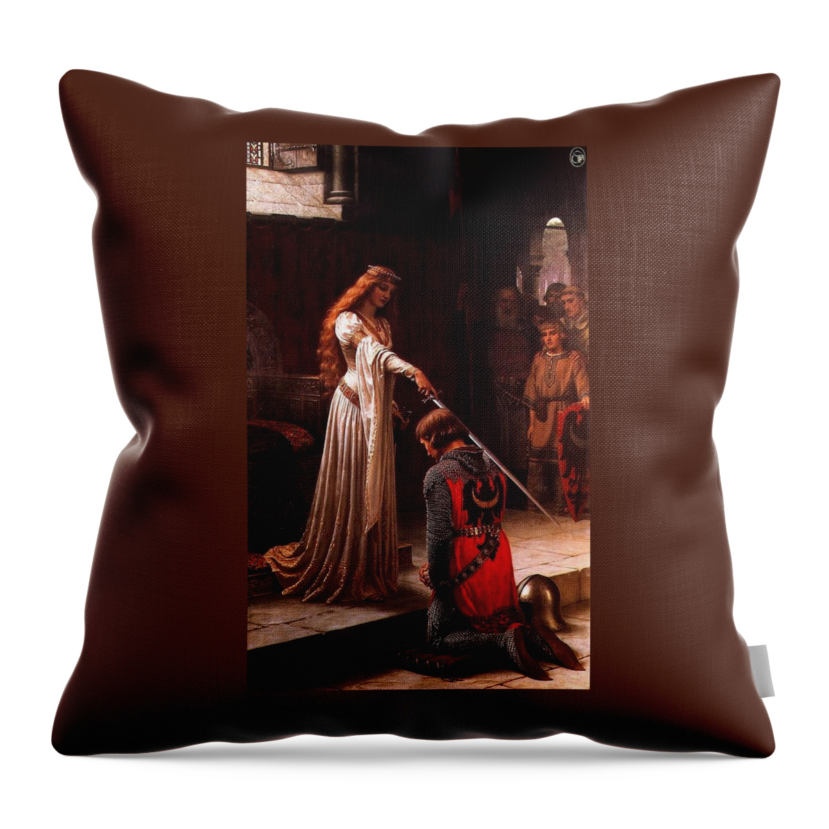 Blair Leighton Edmundal Throw Pillow featuring the painting Queen Guinevere and Sir Lancelot #4 by MotionAge Designs