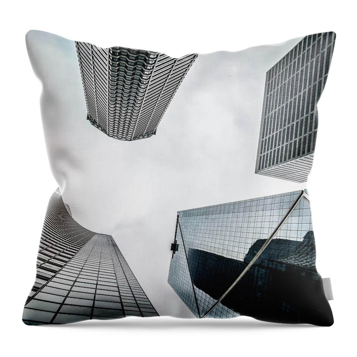 Space Throw Pillow featuring the photograph Seattle Washington Cityscape Skyline On Partly Cloudy Day #4 by Alex Grichenko