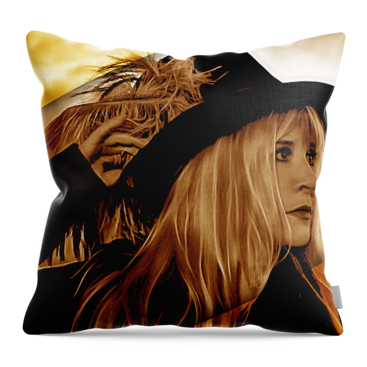 Stevie Nicks Throw Pillow featuring the mixed media Stevie Nicks Collection #6 by Marvin Blaine