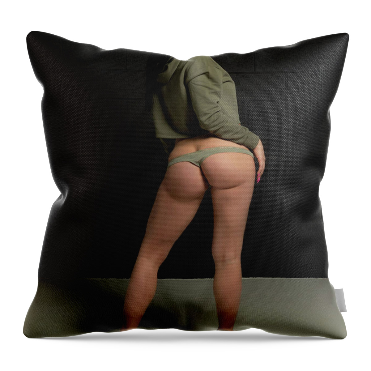 Lingerie Throw Pillow featuring the photograph Sweater And Heels #4 by La Bella Vita Boudoir