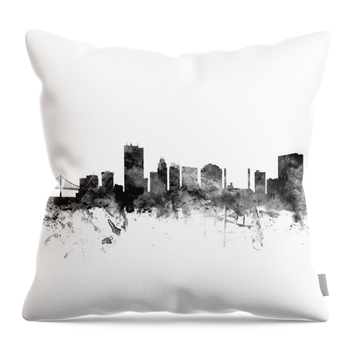City Throw Pillow featuring the digital art Toledo Ohio Skyline #4 by Michael Tompsett