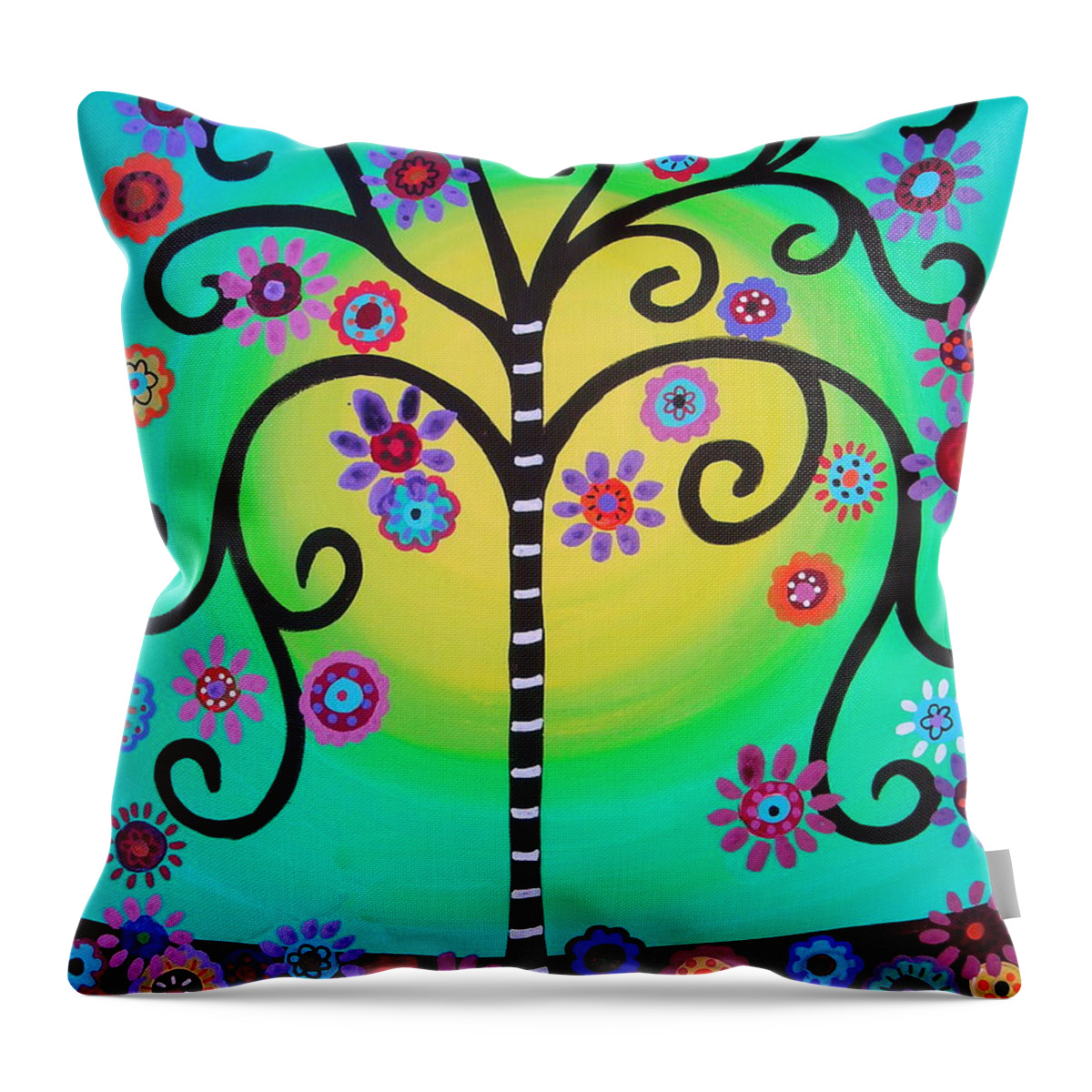 Tree Throw Pillow featuring the painting Tree Of Life #4 by Pristine Cartera Turkus
