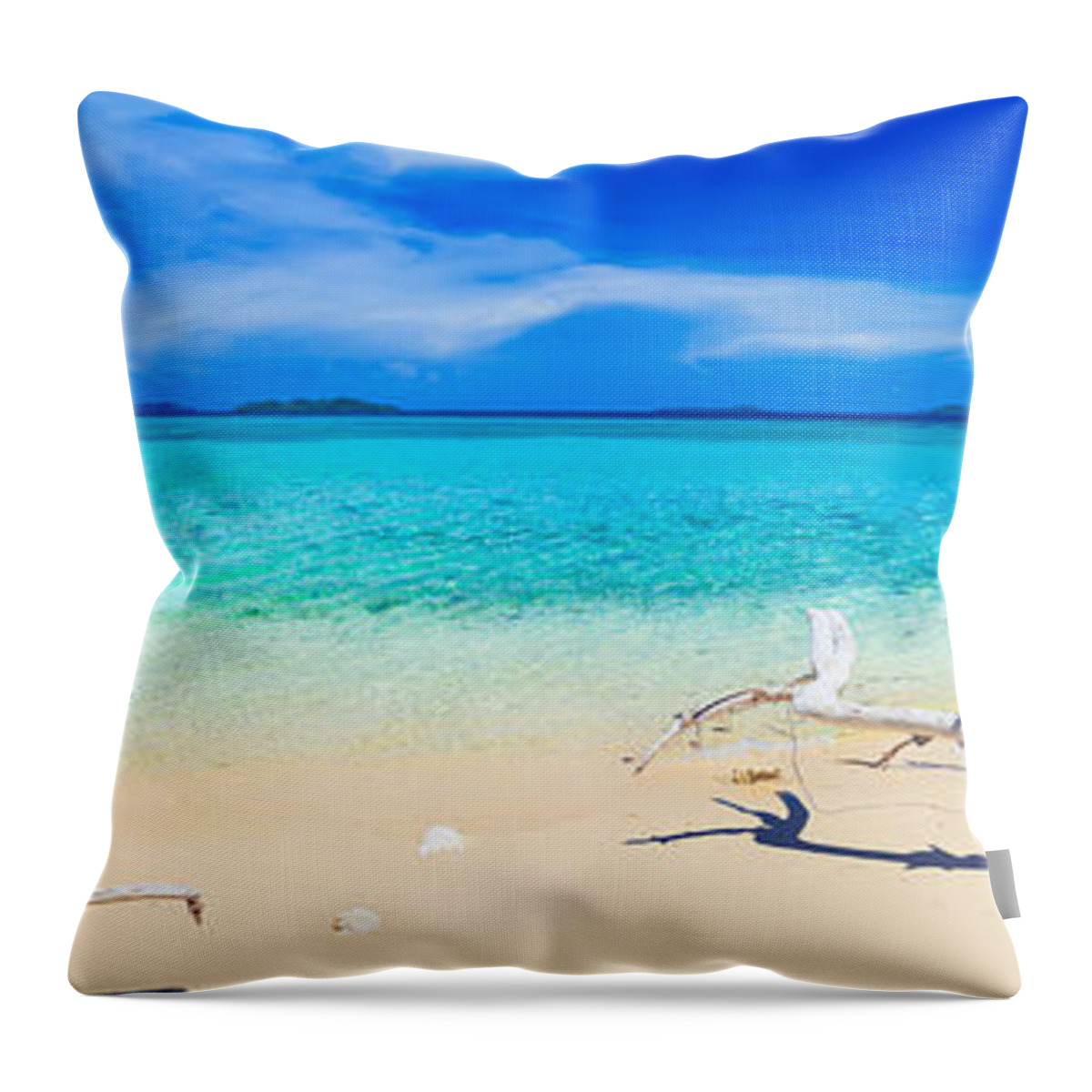 Sea Throw Pillow featuring the photograph Tropical beach Malcapuya #4 by MotHaiBaPhoto Prints