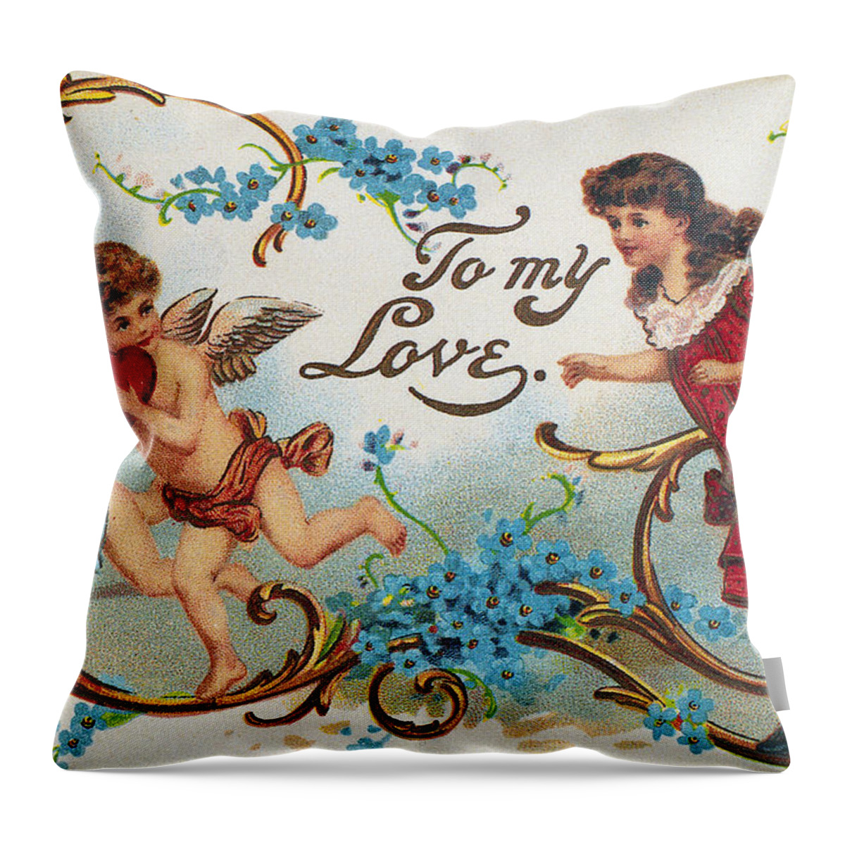 1910 Throw Pillow featuring the photograph Valentines Day Card #4 by Granger