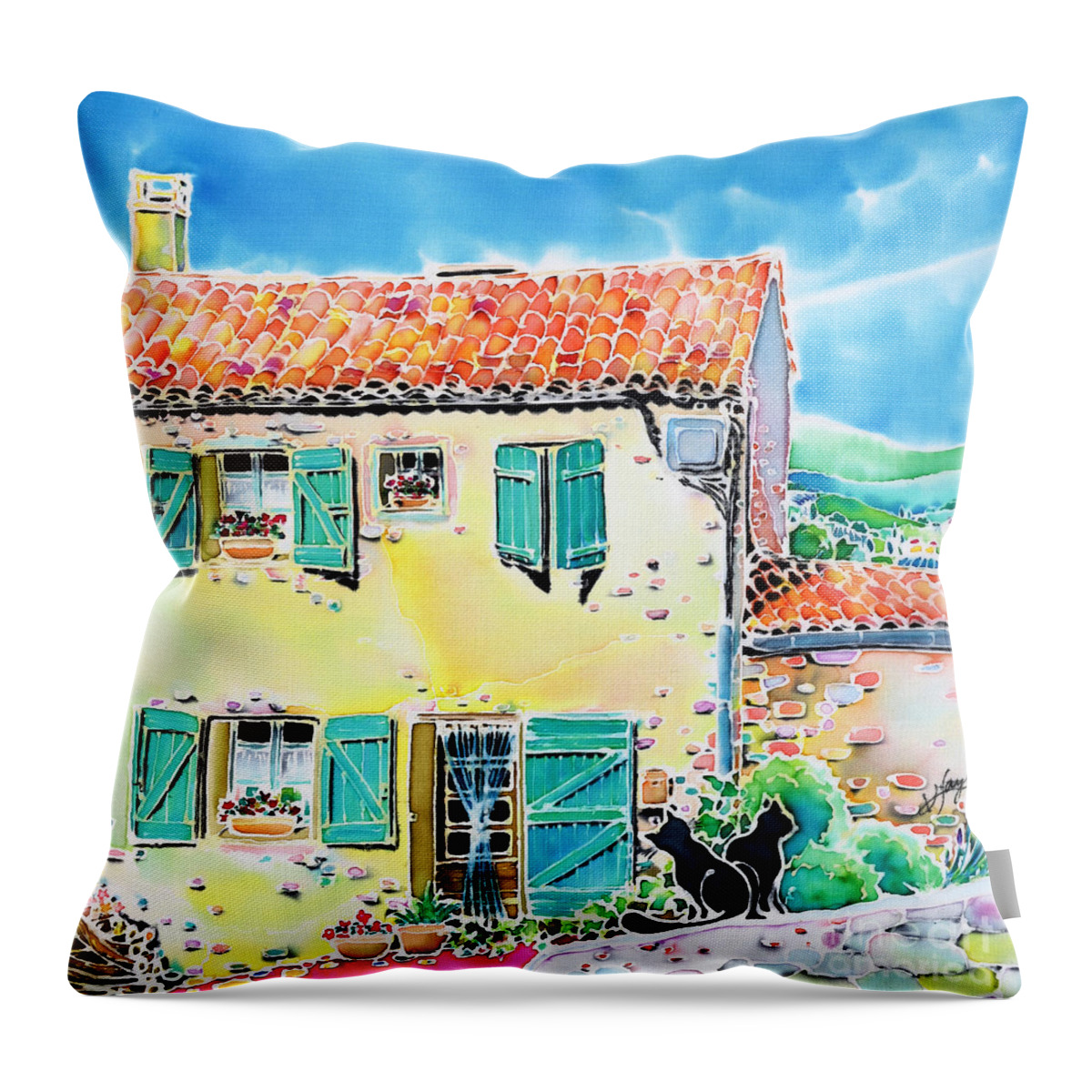 France Throw Pillow featuring the painting View of Luberon by Hisayo OHTA