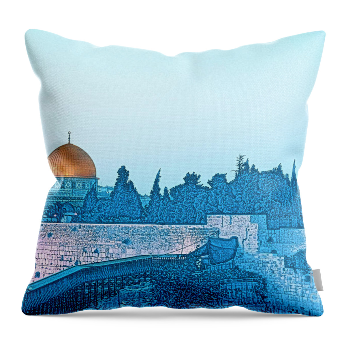 Jerusalem Throw Pillow featuring the photograph Wailing Wall, Jerusalem #4 by Humorous Quotes