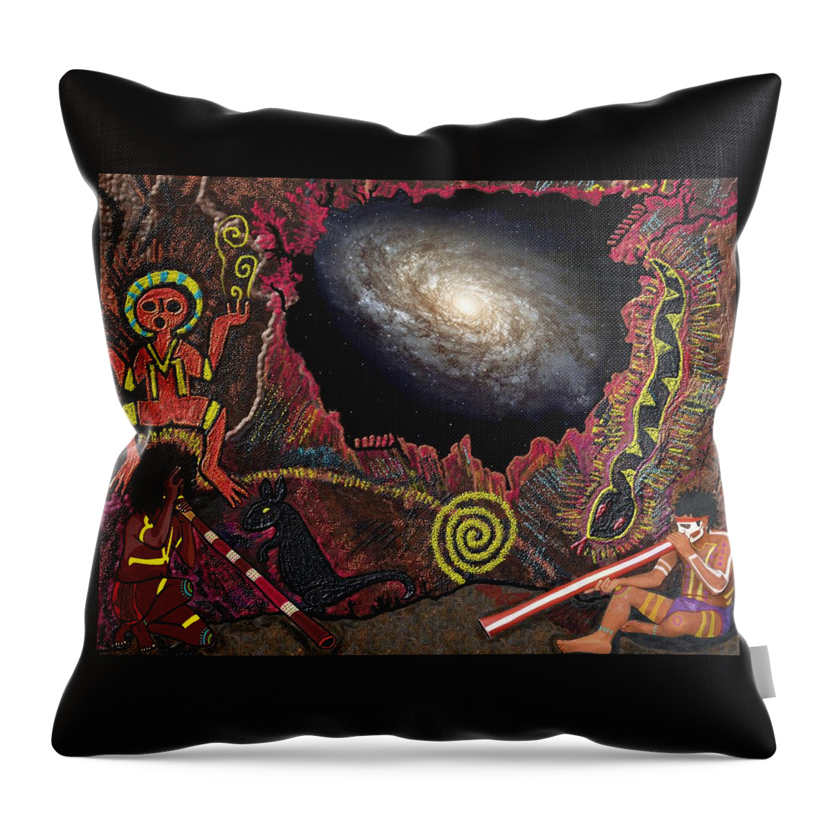 Aboriginal Throw Pillow featuring the painting 40,000 Years In The Making #40000 by Myztico Campo