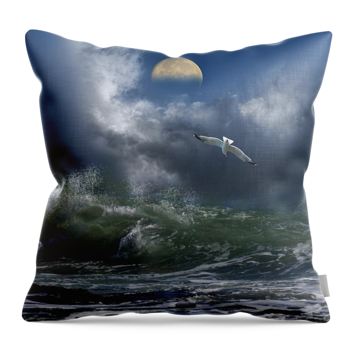 Seagull Throw Pillow featuring the photograph 4285 by Peter Holme III