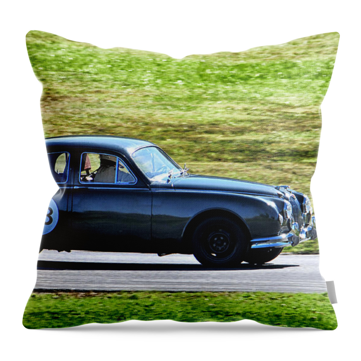 Motorsports Throw Pillow featuring the photograph 43 a Very Old Jaguar by Mike Martin