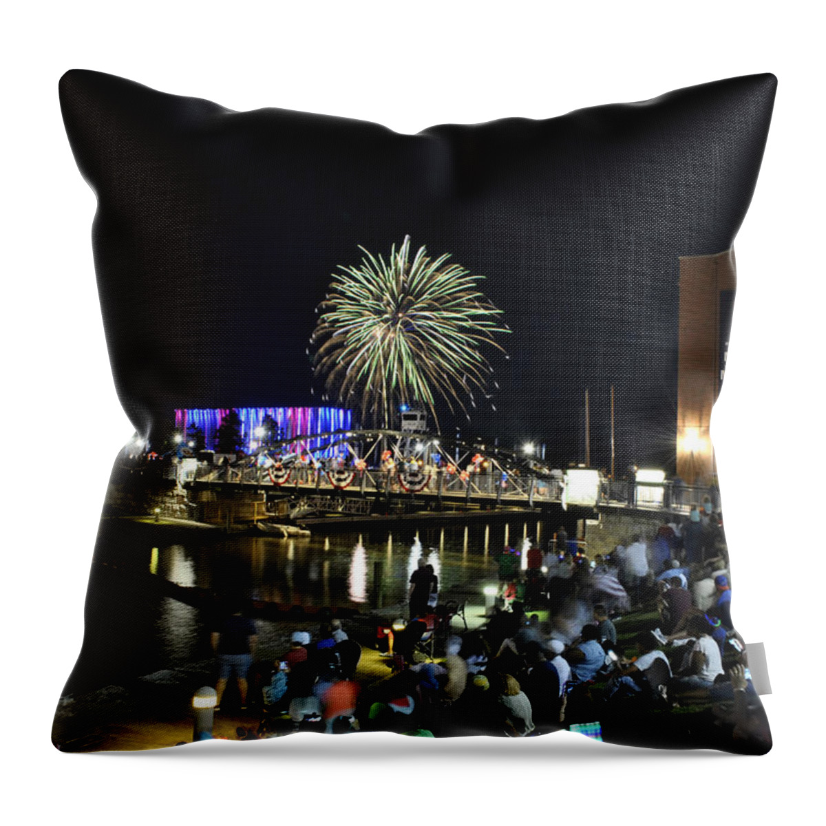 4th Of July Throw Pillow featuring the photograph 4th Of July 2017 Canalside Buffalo NY 04 by Michael Frank Jr