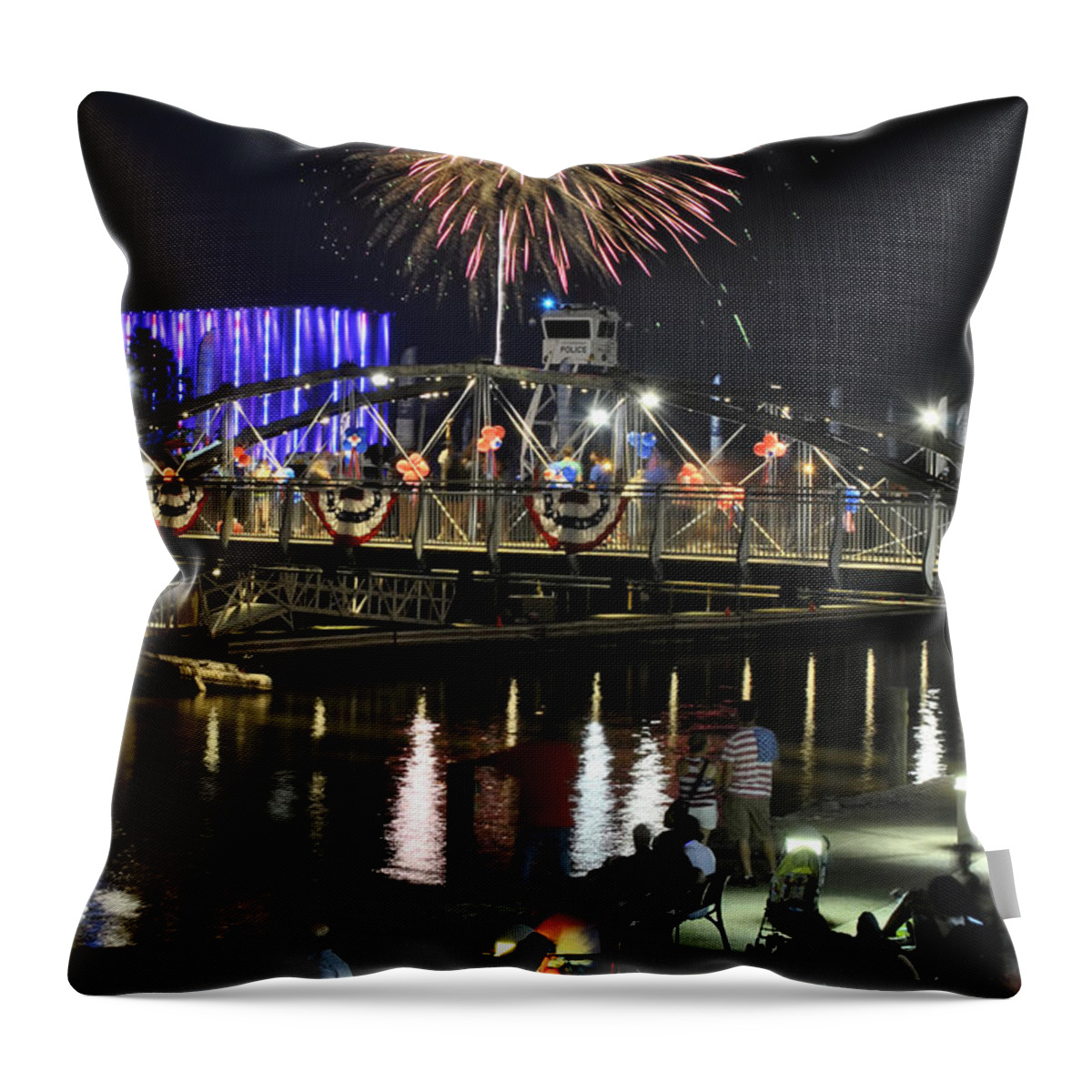 4th Of July Throw Pillow featuring the photograph 4th Of July 2017 Canalside Buffalo NY 44 by Michael Frank Jr