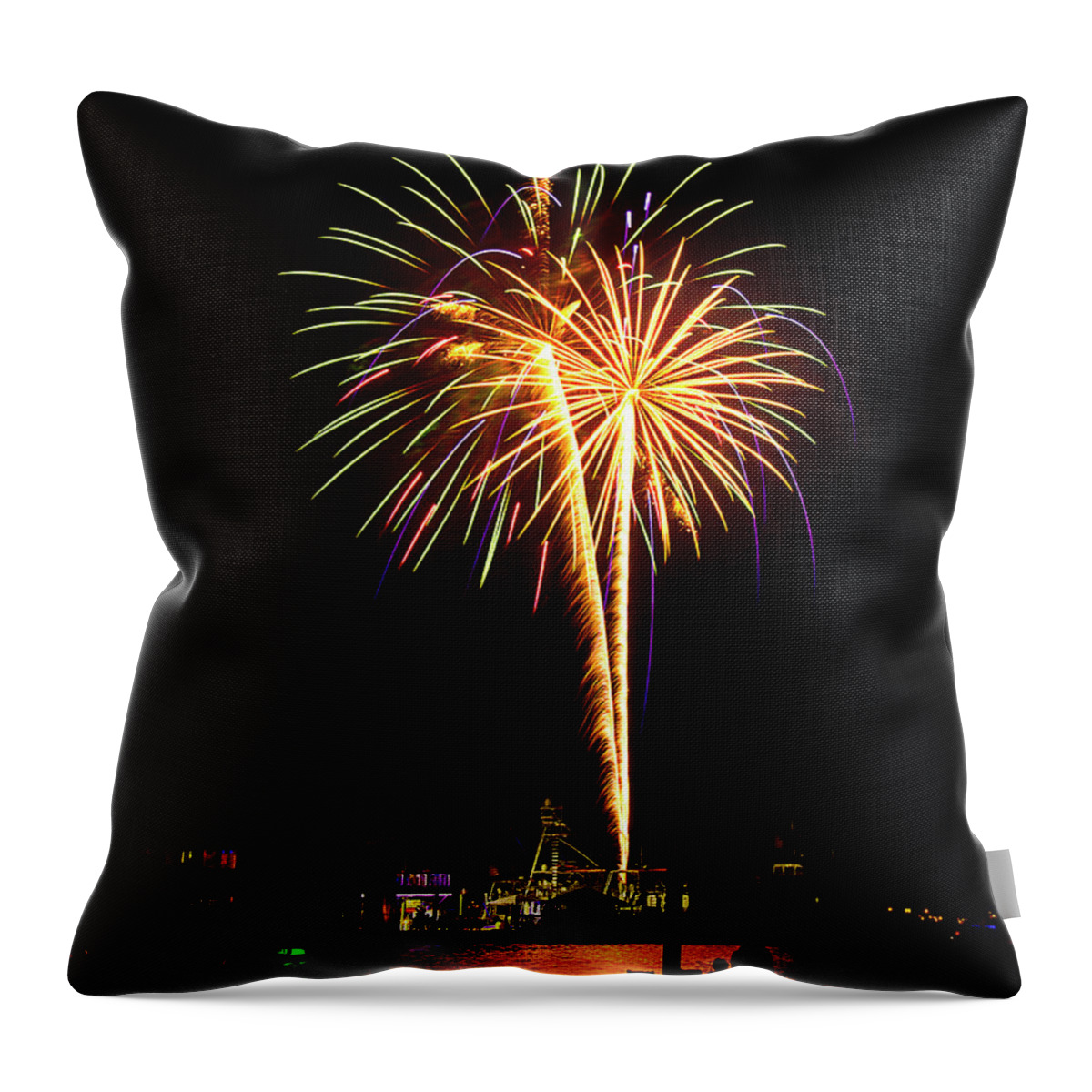 Fireworks Throw Pillow featuring the photograph 4th of July Fireworks by Bill Barber