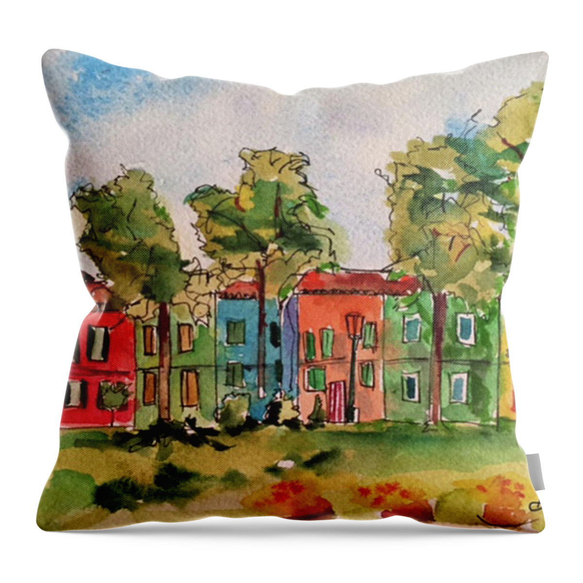 Sketch Throw Pillow featuring the painting Venice Charms by Bonny Butler