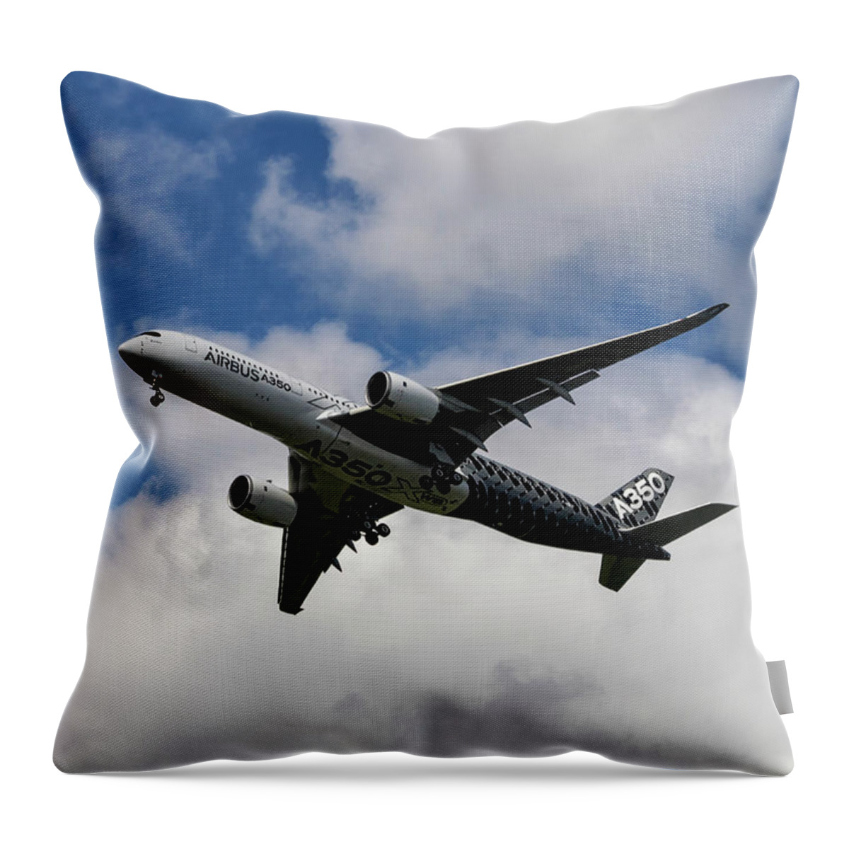 Transportation Throw Pillow featuring the photograph Airbus A350 #5 by Shirley Mitchell