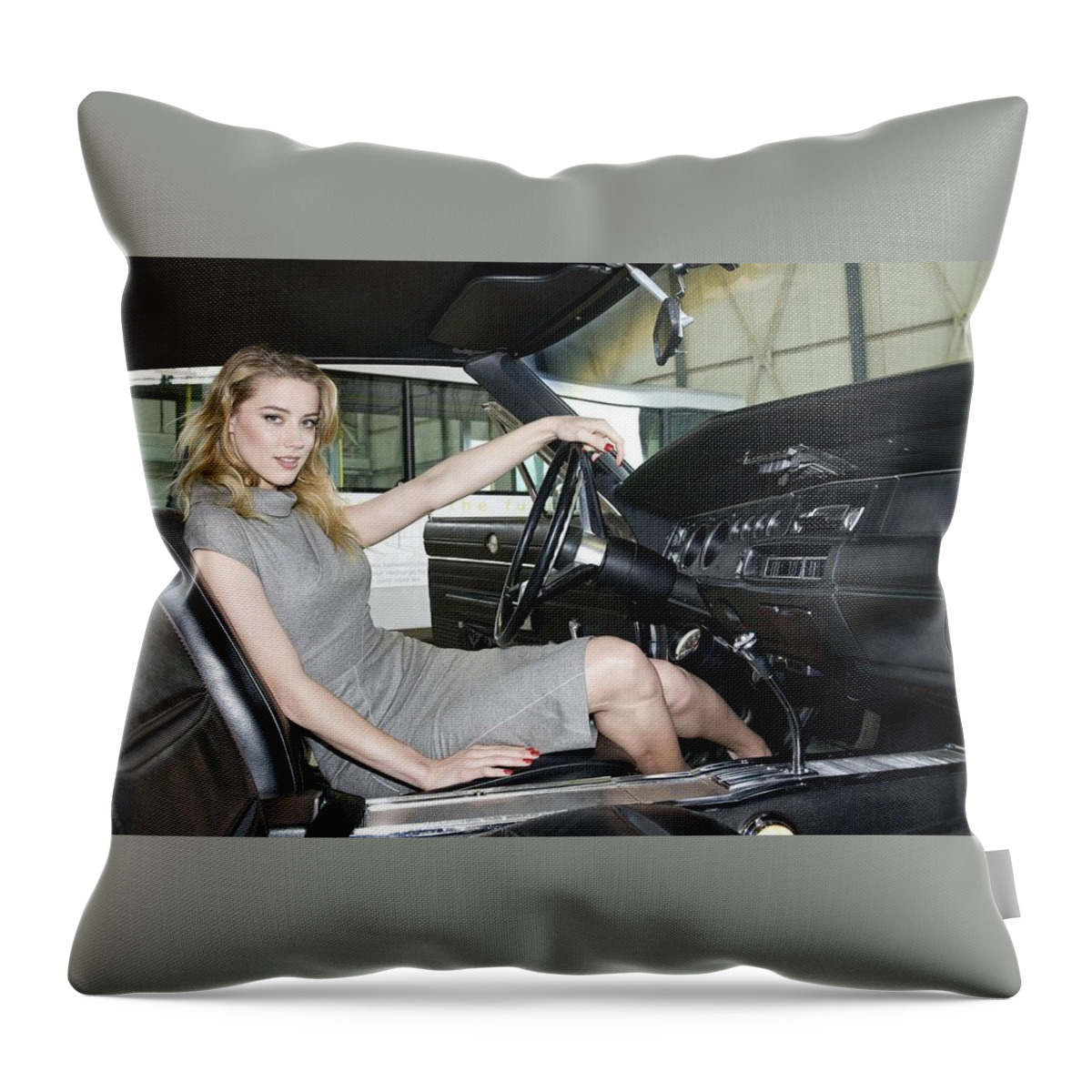 Amber Heard Throw Pillow featuring the photograph Amber Heard #5 by Jackie Russo