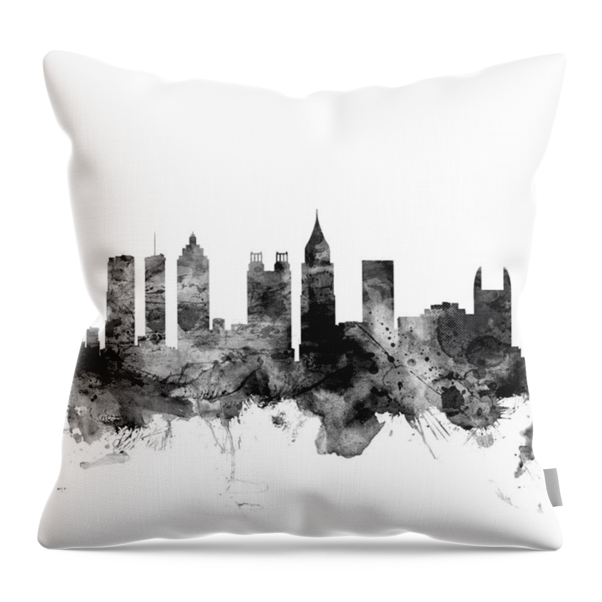United States Throw Pillow featuring the digital art Atlanta Georgia Skyline #5 by Michael Tompsett