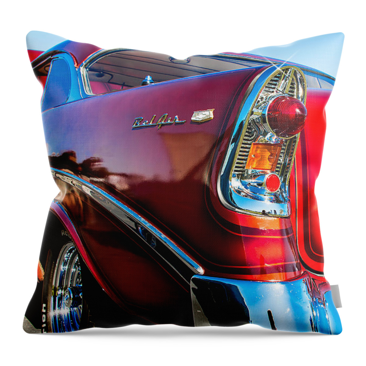 1956 Throw Pillow featuring the photograph 56 Chevy Bel Air by Anthony Sacco