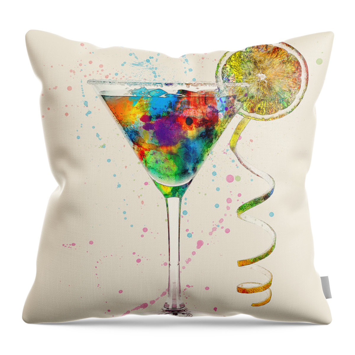Cocktail Throw Pillow featuring the digital art Cocktail Drinks Glass Watercolor #5 by Michael Tompsett