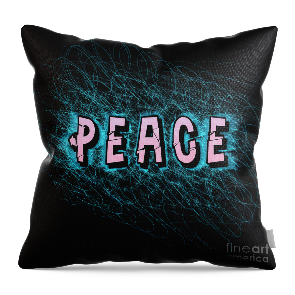 Hippie Throw Pillow featuring the photograph Digitally enhanced PEACE text #5 by Humorous Quotes
