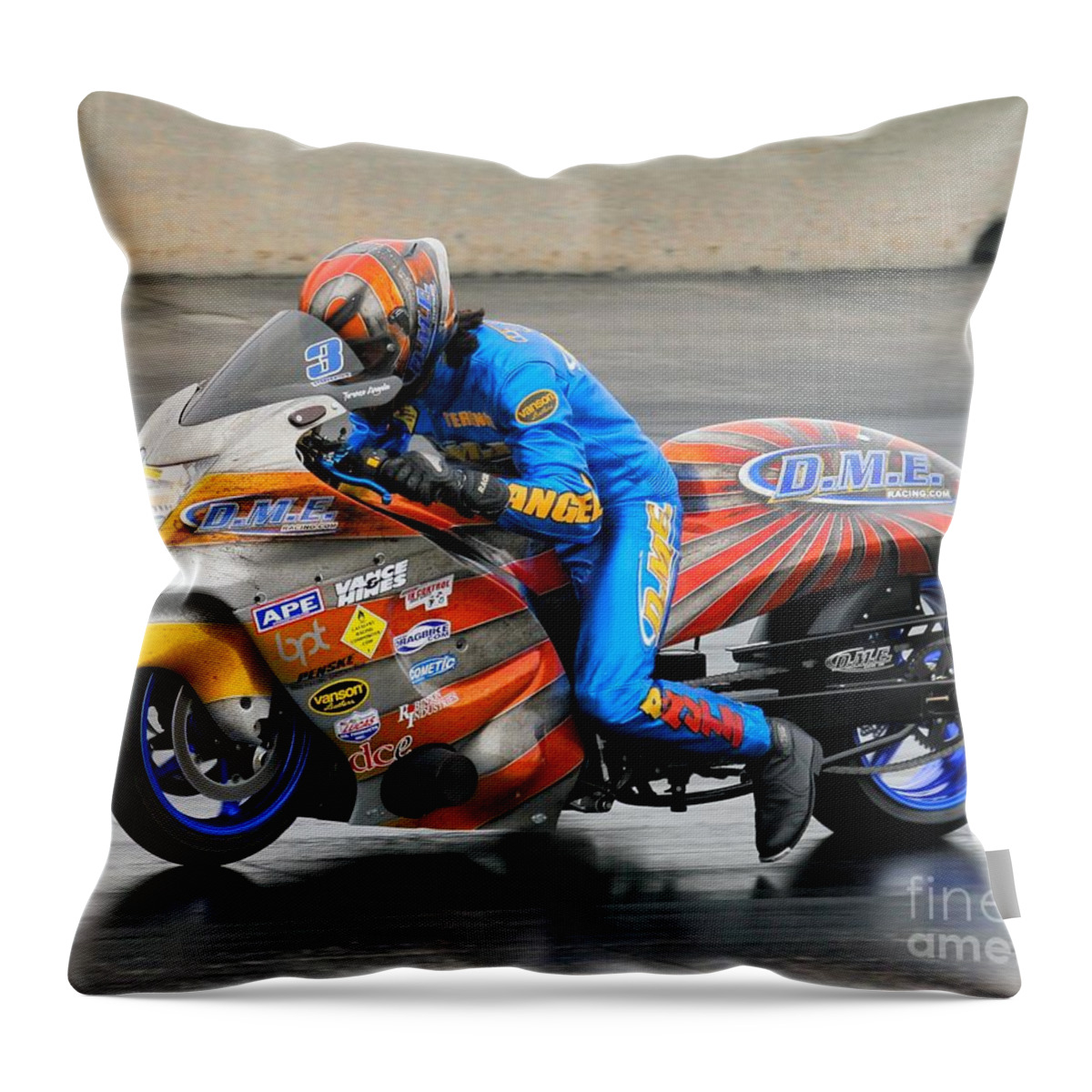 Motorcycle Throw Pillow featuring the photograph DME Terence Angela #5 by Jack Norton