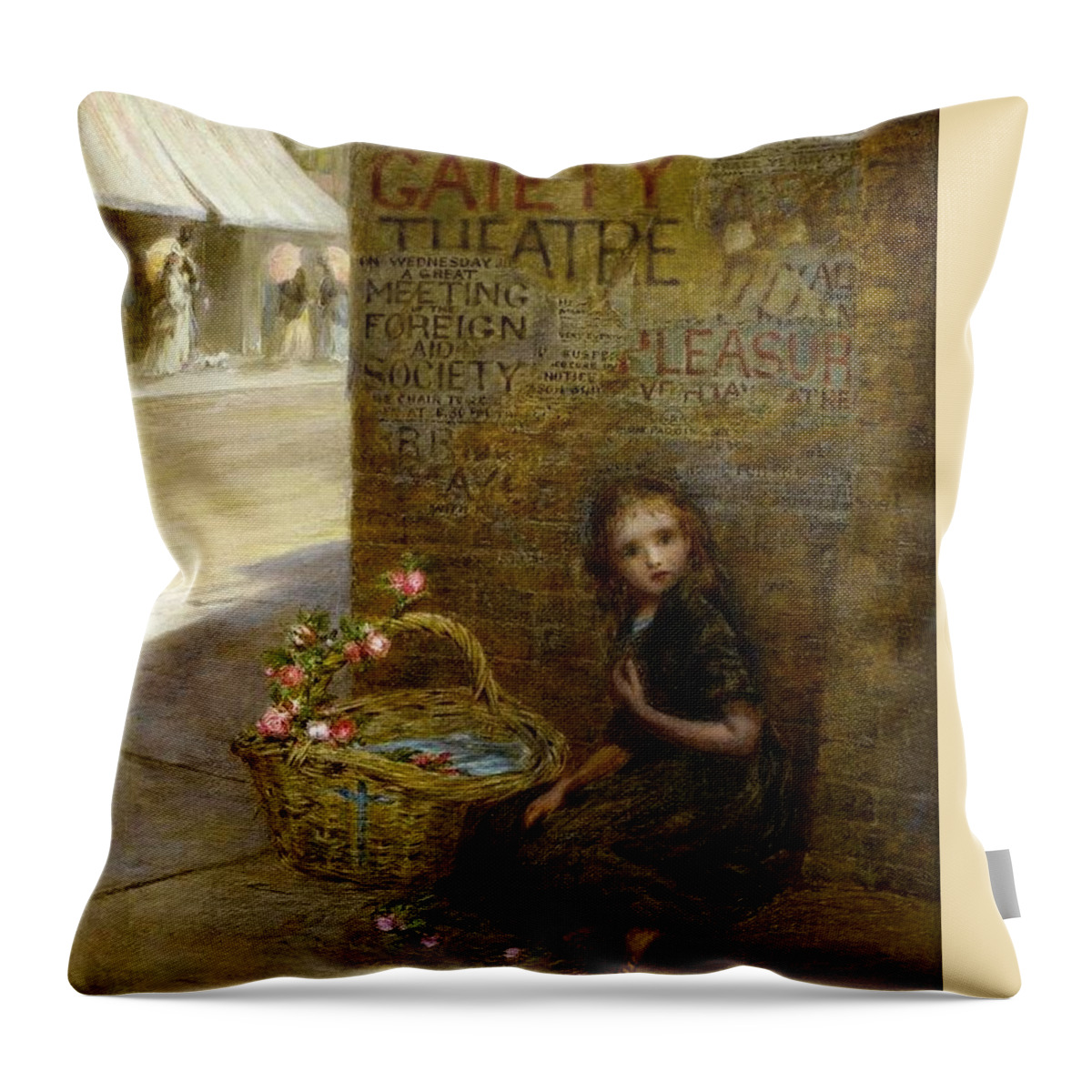 Meyer Von Bremen Throw Pillow featuring the painting Flower girl #6 by MotionAge Designs
