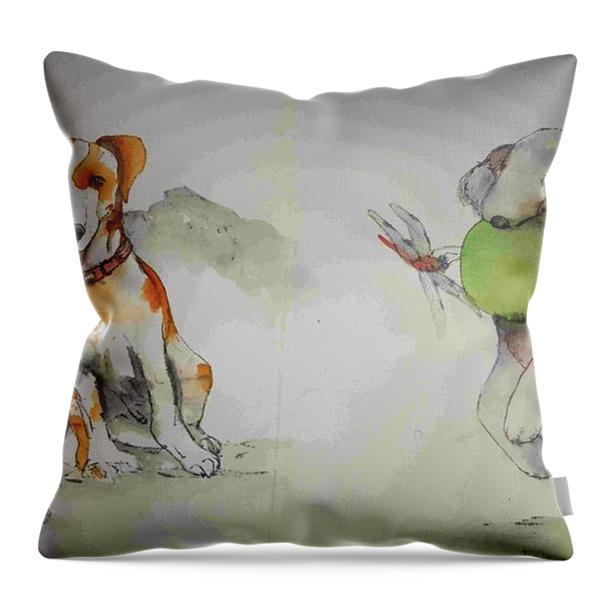 Dogs Throw Pillow featuring the painting For love of a dog album #5 by Debbi Saccomanno Chan