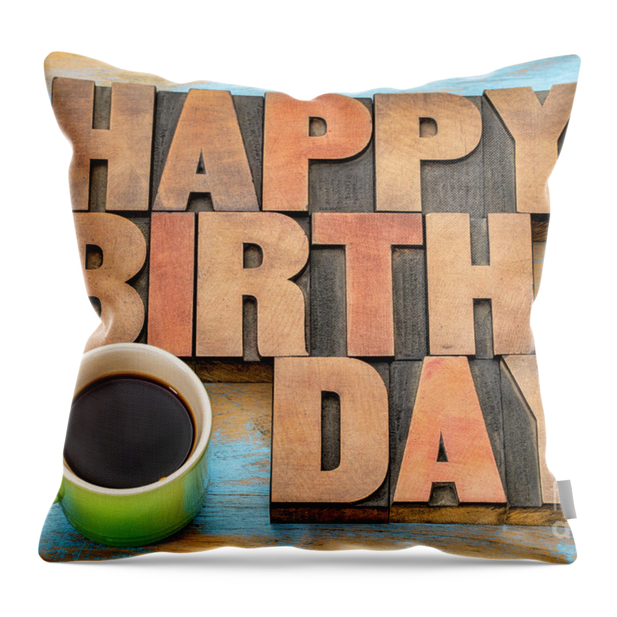 Banner Throw Pillow featuring the photograph Happy Birthday greeting card #5 by Marek Uliasz