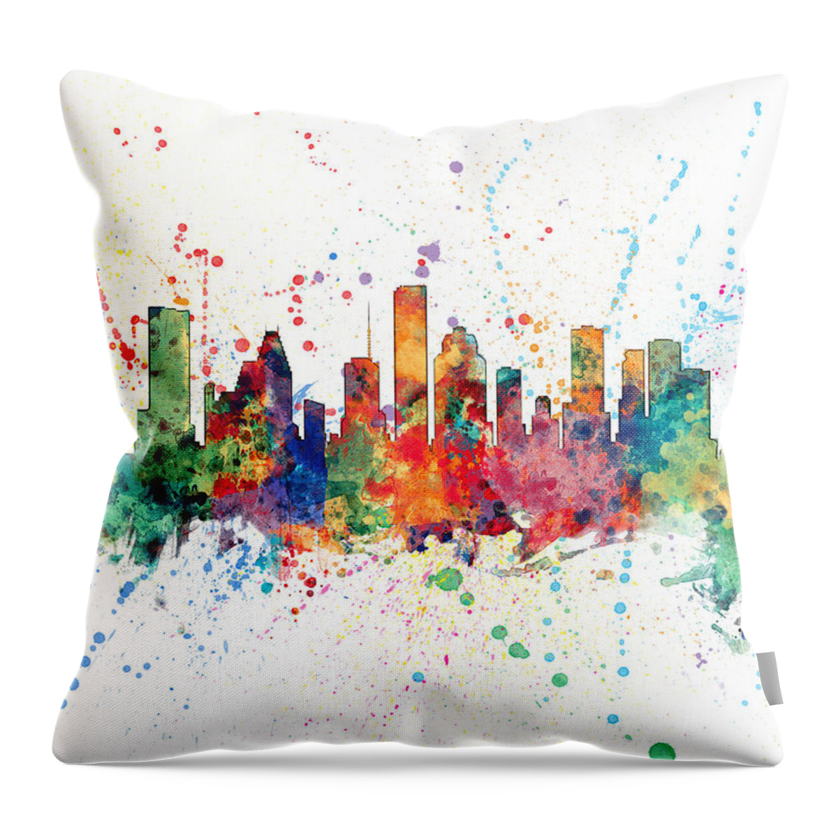 United States Throw Pillow featuring the digital art Houston Texas Skyline #5 by Michael Tompsett