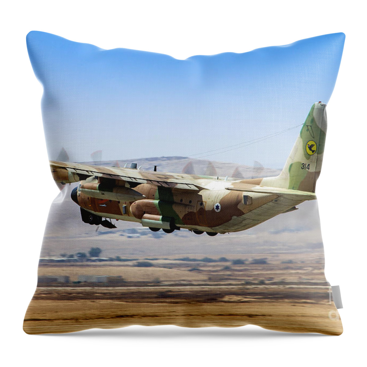 C-130 Throw Pillow featuring the photograph Israel Air Force C-130 Hercules #5 by Nir Ben-Yosef
