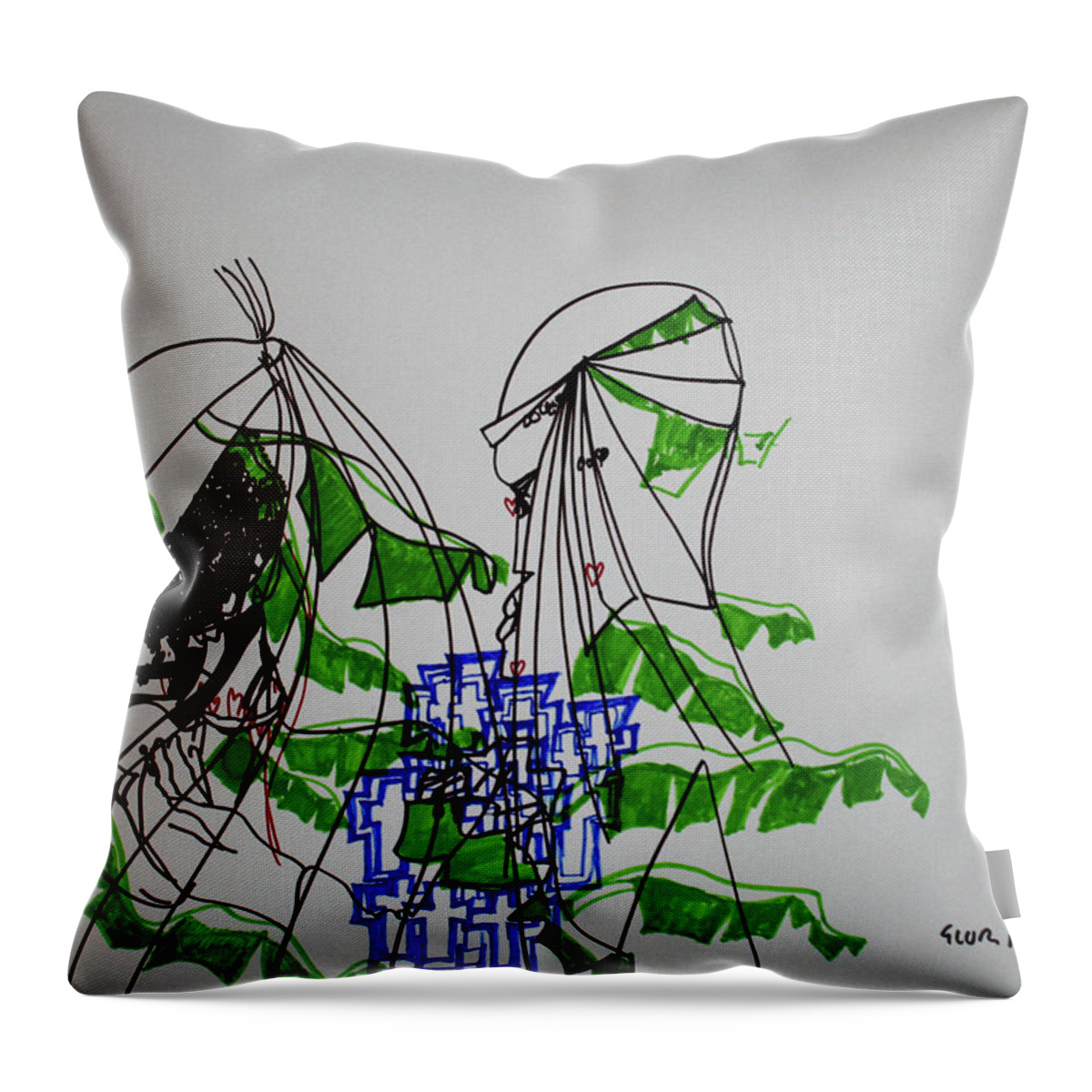Jesus Throw Pillow featuring the painting Kintu and Nambi First Encounters Royal Kingdom of Buganda #5 by Gloria Ssali
