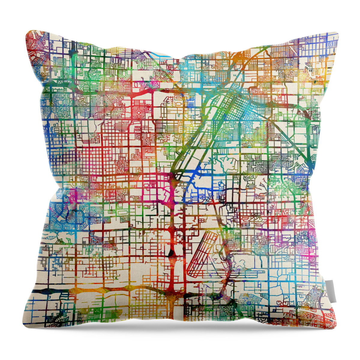Las Vegas Throw Pillow featuring the digital art Las Vegas City Street Map #5 by Michael Tompsett