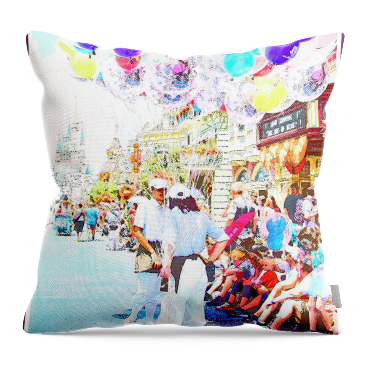 Main Street Usa Throw Pillow featuring the digital art Main Street USA, Walt Disney World #3 by A Macarthur Gurmankin