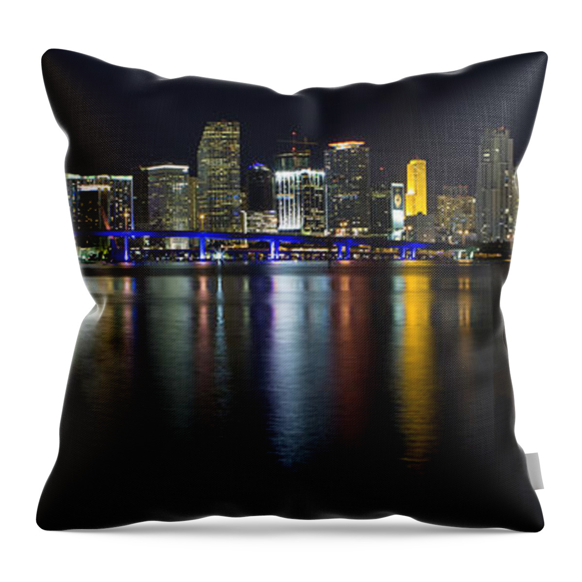Architecture Throw Pillow featuring the photograph Miami Downtown Skyline #5 by Raul Rodriguez